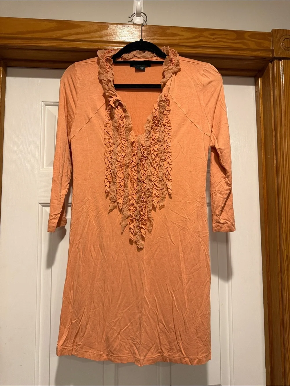 Karen Kane Peach Ruffle V-Neck Tunic